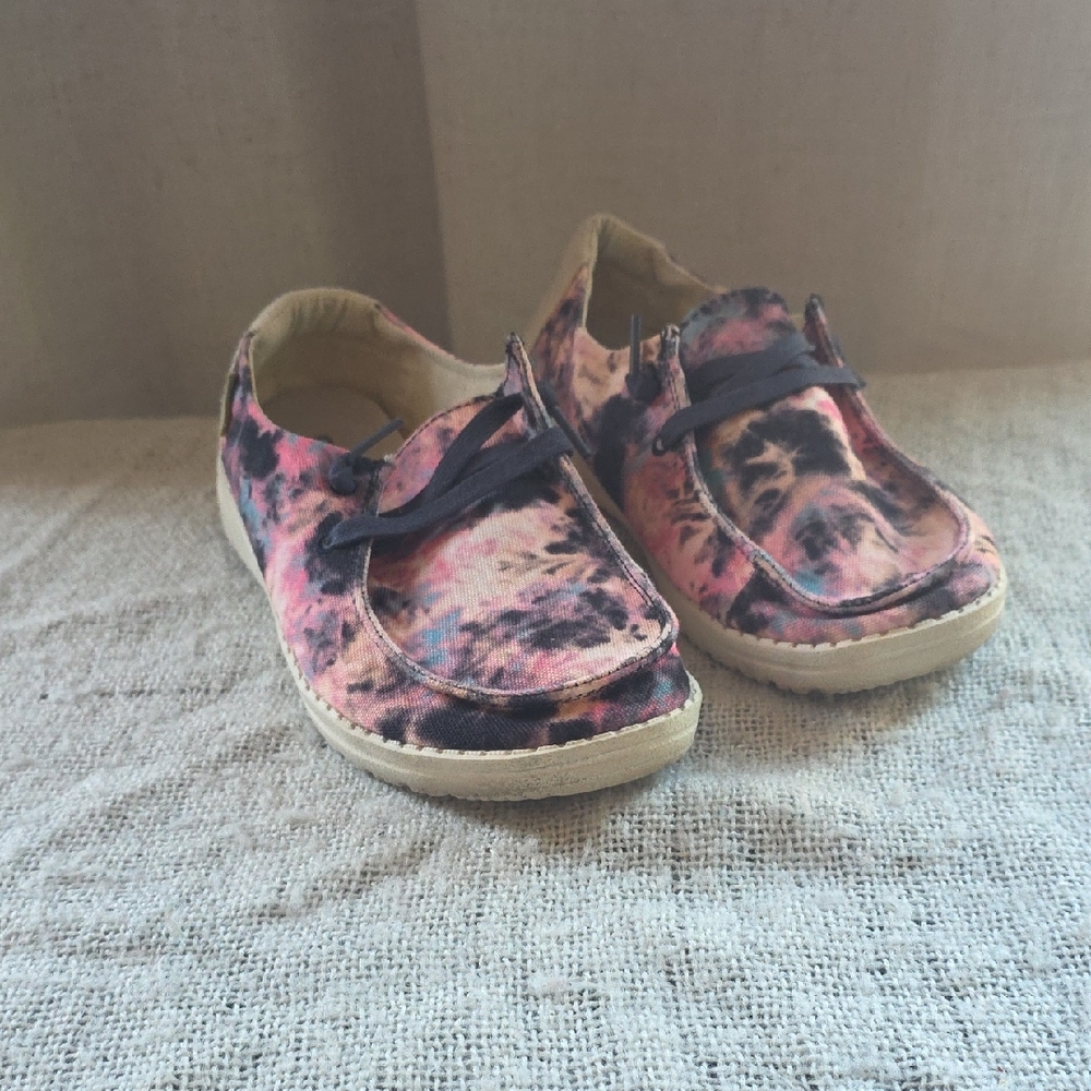 Hey Dude Pink and Black Sneakers Slip-On Comfort